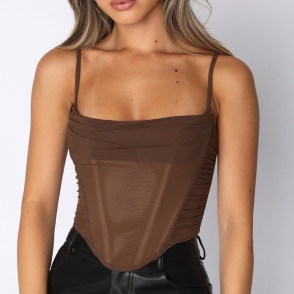 White Fox Boutique Tops - White Fox Boutique Out Of Focus Bustier Chocolate
